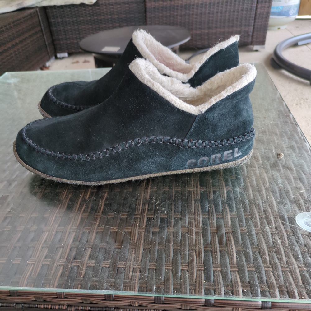 Sorel‎  Manawan II Slipper Suede Leather Wool Blend Black Men's Size 13